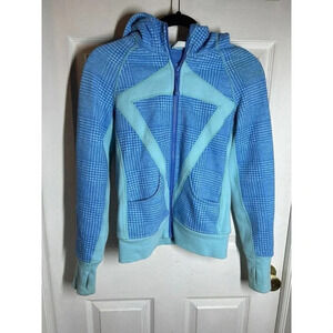 LULULEMON IVIVVA REMIX HOODIE jacket glen check angel blue porcelaine SIZE 12
